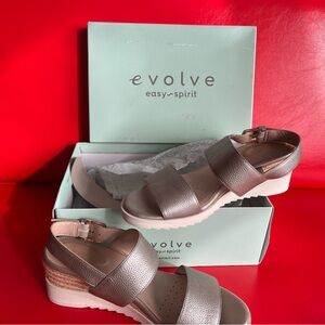 Easy Spirit Evolve Zen Leather comfort espadrille wedge sling back. Size 10